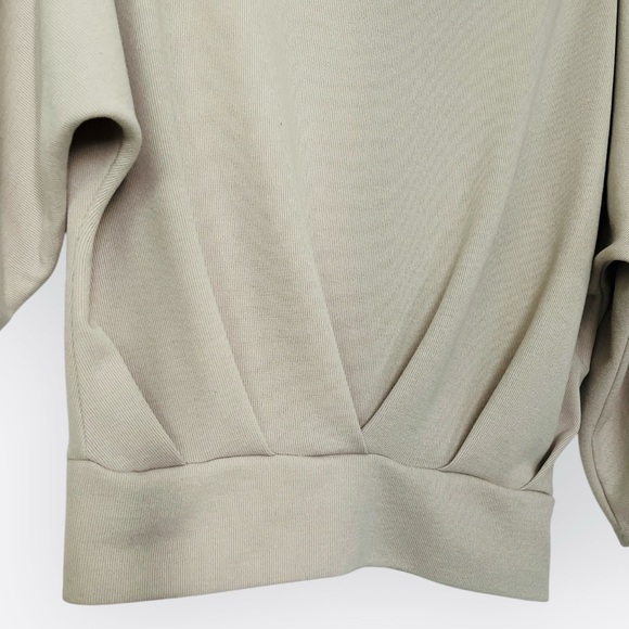 Eri + Ali Batwing Boat Neck Elegant Micro Rib Cotton Long Sleeve Top S P Beige - Picture 3 of 6